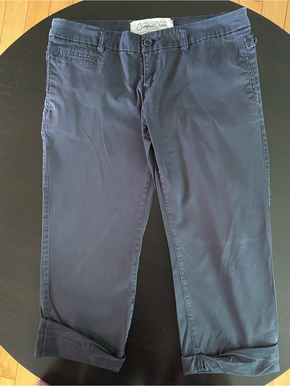 Campus Crew Navy Crop Chino Pantsu